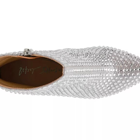 NEW  BETSEY JOHNSON Colby Bedazzled Booties in silver for women 725 4j2 - Picture 5 of 6